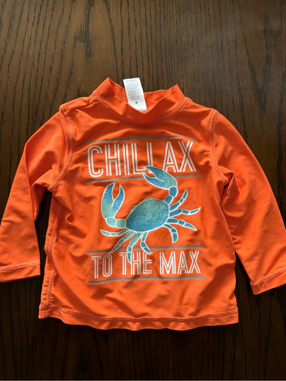 Kids Orange 'Chillax to the Max' Rash Guard Swim Top